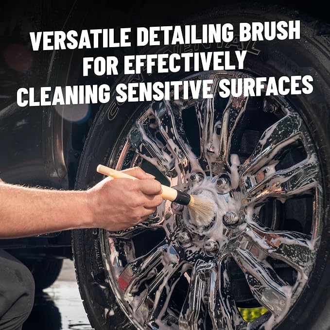Chemical Guys Boars Hair Soft Detail Detailing Brush (2 Pack) – Gentle Natural Bristle Brushes for Interior, Emblems, Wheels & Sensitive Surfaces