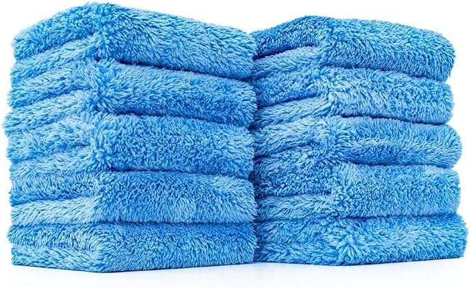 The Rag Company - The Eaglet 500 - Professional Korean 70/30 Blend; Super Plush Microfiber Detailing Towels; Perfect for Wheels, Mirrors, and More; 500GSM; 8inx8in, Blue (10-Pack)