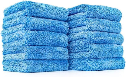 The Rag Company - The Eaglet 500 - Professional Korean 70/30 Blend; Super Plush Microfiber Detailing Towels; Perfect for Wheels, Mirrors, and More; 500GSM; 8inx8in, Blue (10-Pack)