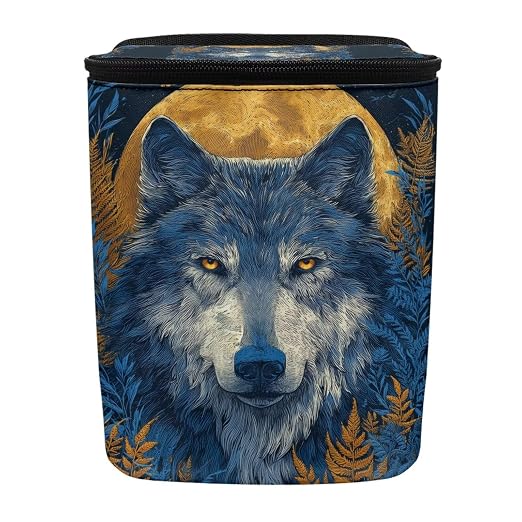 Talayituse Moon Wolf Leaf Print Car Trash Bin, Large Size Auto Trash Can Adjustable Portable Garbage Can with Lid, Vehicle Hanging Bag for Headrest Front Back Seat
