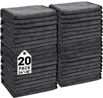 20 Pack Microfiber Towels for Cars, 24" x 16" Car Detailing Towels Dual Pile Quick Drying 400 GSM Microfiber Cleaning Cloths, Lint Free Scratch Free Car Drying Towels for Auto, Truck, SUV, RV & Boat