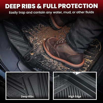 LASFIT Premium Extra Thick Floor Mats & Bed Mat for Tesla Cybertruck 2023-2026 Custom Fit TPE All Weather 1st & 2nd Row Car Accessories Full Set Front Rear Cargo Trunk Liners, 6PCS Black