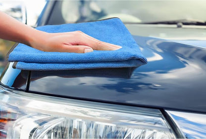 Detailer's Preference Large 320 GSM Microfiber Towels for Car Detailing, Washing, Drying, Ultra Soft Terry Weave, Scratch-Free, Lint-Free, Multi-Surface, Reusable, 16x24 Inch, 12-Pack, Blue
