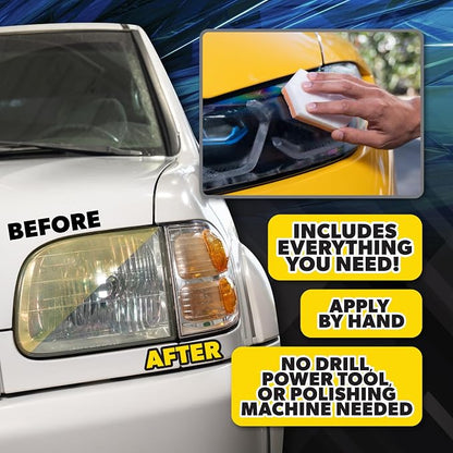 Chemical Guys Headlight Restoration & Ceramic Kit, Complete DIY Kit for Removing Yellowing & Oxidation, Includes Restoration Compound, HydroCharge With Microfiber & Applicator