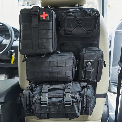 BXBXHD 6 Pack Tactical Truck Organizer Back Seat Storage Car Seat Storage Bag Molle Panels for vehicles, Car and SUV with Lots of Handy Compartments (Black)