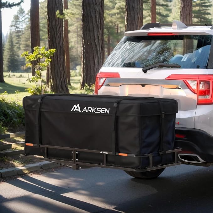ARKSEN 58'' x 20.5'' x 24'' Waterproof Cargo Carrier Bag,Soft Sided Weather Resistant Luggage & Camping Gear Storage, Fits 60 Inch Hitch Mounted Baskets for Car, Truck, SUV, RV or Van