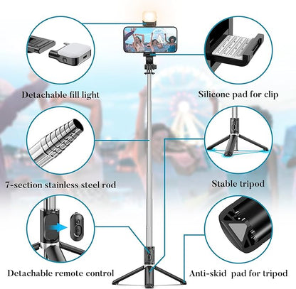 Portable 41 Inch Selfie Stick Phone Tripod with Wireless Remote Extendable Tripod Stand 360 Rotation Compatible with iPhone 17 16 15 14 13 12 11 pro Xs Max Xr X Plus, Android Samsung Smartphone