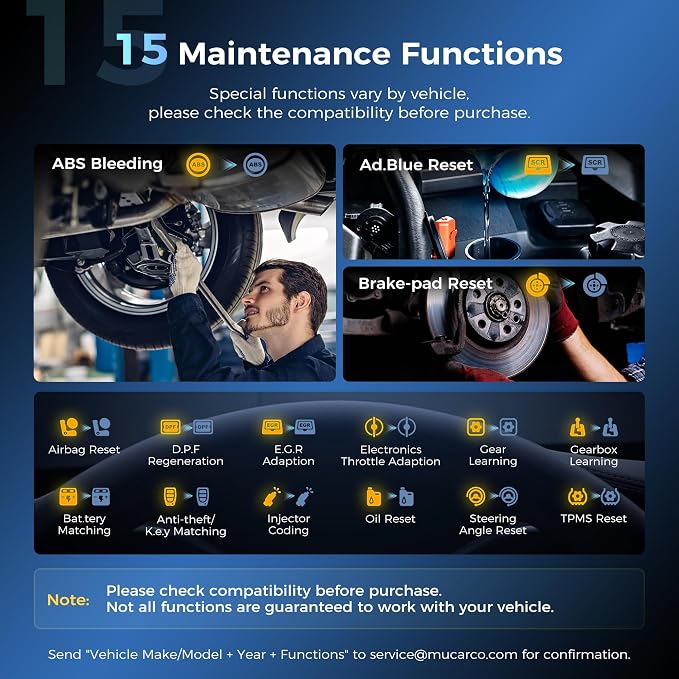 MUCAR 632 AI Bidirectional Scan Tool, 15 Reset Services ABS/ADBLUE/SRS/BMS/EPB/ETS/INJEC/Oil/SAS/TPMS OBD2 Diagnostic Scanner for 4 System, Active Test, AutoAuth, CANFD, AutoVIN, Lifetime Free Update
