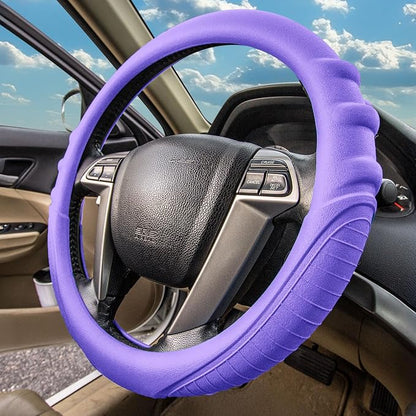 FH Group Universal Fit Silicone with Grip and Pattern Massaging Grip Steering Wheel Cover fits most Cars, SUVs, Trucks, and Vans Purple