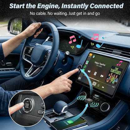 Wireless CarPlay Adapter for Apple iPhone - Convert Wired to Wireless Car Play, Mini & Gold-Plated Connector, A8 Chip, Quick Auto Connect, USB A/C Plug and Play, for iPhone iOS 10+ & Cars from 2016+