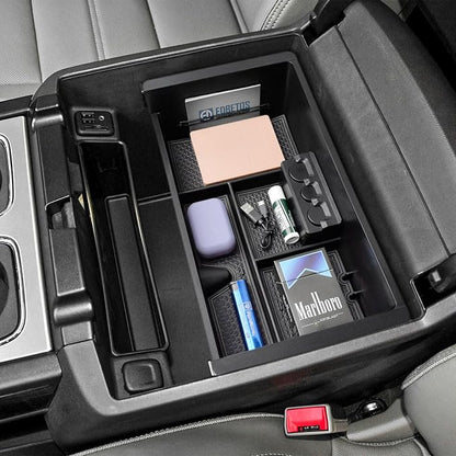 EDBETOS Center Console Organizer Tray Compatible with GMC Sierra 1500 Accessories/Silverado 1500 2014-2018 / Silverado 2500/3500 HD 15-19 /Suburban/Tahoe/Yukon 15-20 Armrest Storage Box (Black Trim)