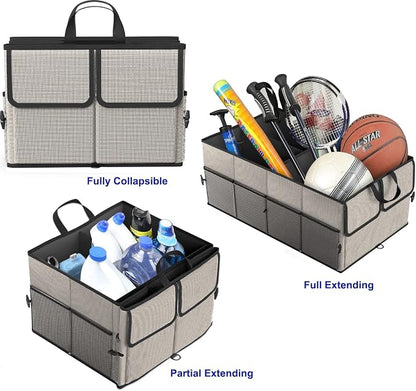 EPAuto Foldable Car Trunk Organizer for SUV, 3-Compartment with Removable Divider, Gray