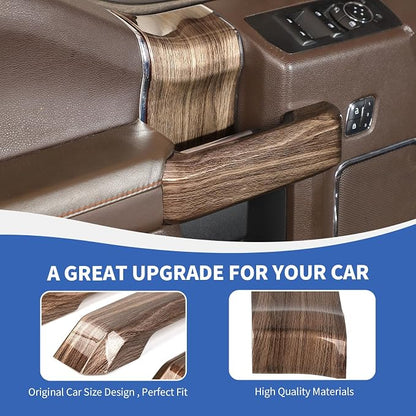 RAZPOY for F150 Inner Door Handles Covers & Door Handle Panel Trim Compatible with 2015-2020 Ford F150 Wood Grain Interior Accessories