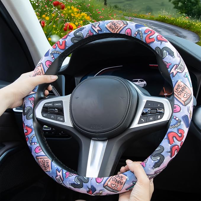 Pop Singer Tags Steering Wheel Cover Auto Steering Wheel Protector, Anti-Slip, Breathable, Absorbing Sweat, Universal Car Accessories 14.5–15 inch