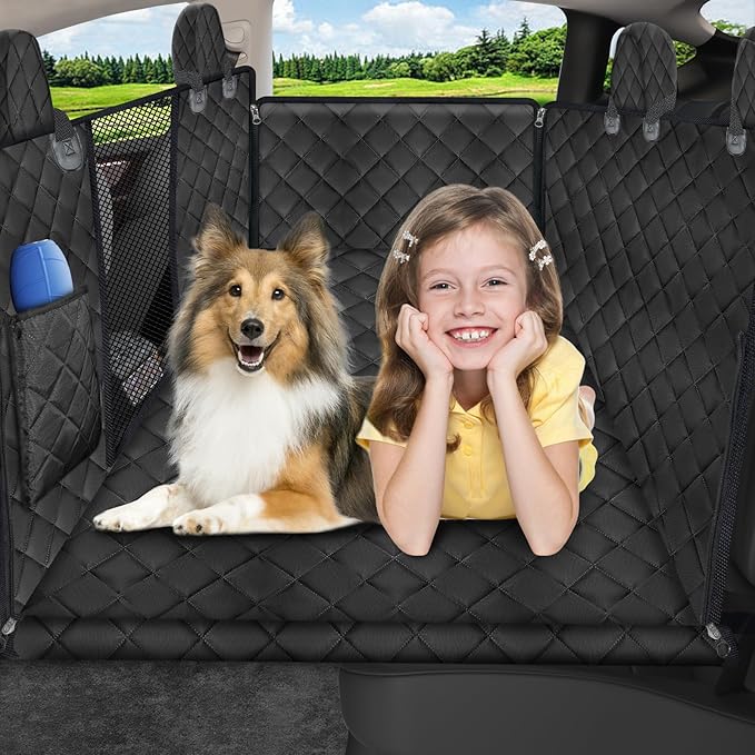 URPOWER Upgraded Back Seat Extender for Tesla Model Y - Large Hard Bottom Dog Car Seat Cover Holds 550lbs, Waterproof Dog Hammock Pet Bed with High-Density Foam Non-Slip Backseat Protector