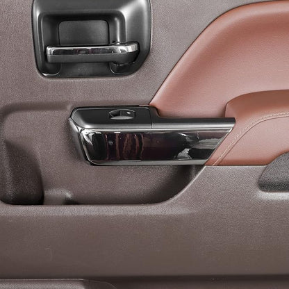 Voodonala for Chevy Silverado Car Door Interior Trim Cover Kits Compatibe with Chevy Silverado 2014-2018(ABS,4pcs/Set,Chrome)