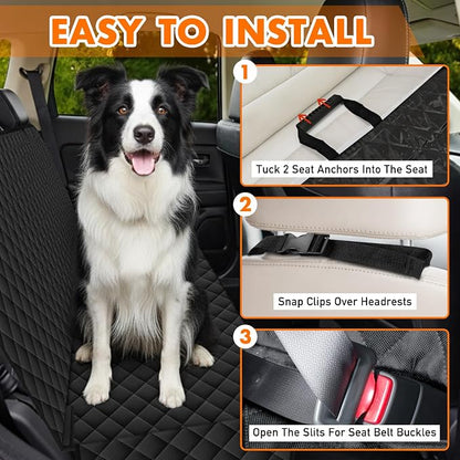 NECKORY Backseat Cover for Dogs, Waterproof and Non-Slip Pet Bench Seat Covers, Car Seat Protector for Back Seat, Universal Size Rear Car Seat Cover Fits Cars, Trucks and SUVs, L-Carbon Black