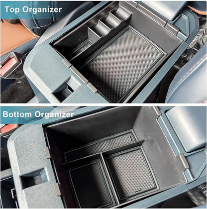 CDEFG for 2022 2023 2024 2025 2026 Ford Maverick Center Console Organizer Tray for 2022-2026 Maverick Armrest Trays Storage Box Coin Holder Maverick Truck Accessories, 2-Pack (Black Trim)