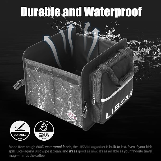 LIBZAKI Car Trunk Storage Organizer, Collapsible Trunk Storage Box for Car Truck SUV-Black