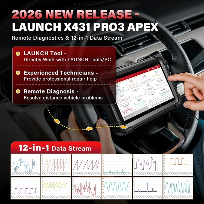 Launch X431 PRO3 APEX OBD2 Scanner 2026 Upgraded Screen, Wireless Diagnostic Scan Tool with DBScar VII, OEM Topology Mapping, ECU Code, CANFD DoIP, 55+ Services, AutoAuth FCA SGW,10.1 Inch