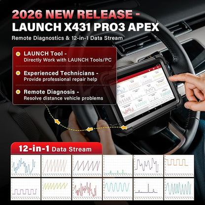 Launch X431 PRO3 APEX OBD2 Scanner 2026 Upgraded Screen, Wireless Diagnostic Scan Tool with DBScar VII, OEM Topology Mapping, ECU Code, CANFD DoIP, 55+ Services, AutoAuth FCA SGW,10.1 Inch