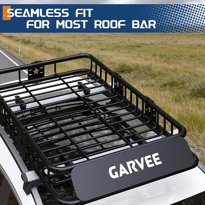 Garvee 64 in x 39 in Universal Roof Rack Basket, 200 LBS Capacity Luggage Rack, Heavy Duty Rooftop Cargo Carrier, Car Top Luggage Holder Basket Heavy Duty for SUVs, Trucks, Vehicles