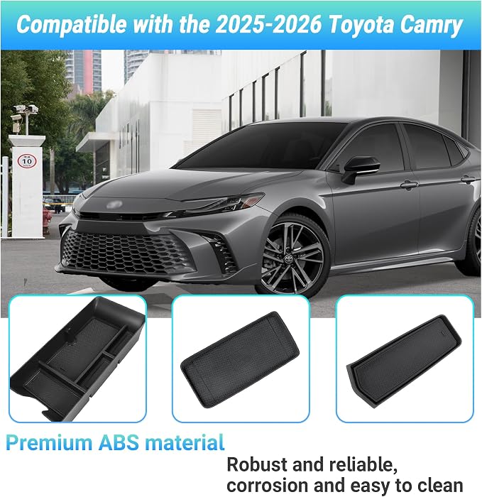 Center Console Organizer 3PC Compatible with 2025-2026 Toyota Camry Accessories, Armrest Storage Box, Charging Zone Anti-Slip Mat and Gear Shifter Right Side Console Organizer Tray