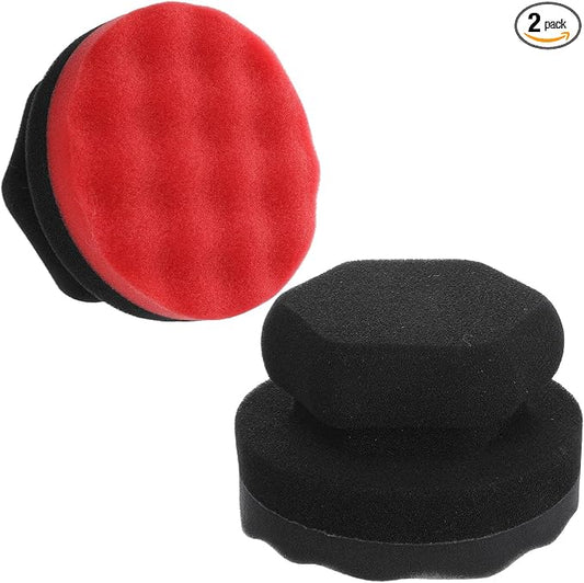 2 PCS Tire Shine Applicator Pad Large Hex Grip Tire Dressing Applicator Reusable Car Detailing Foam Sponge Polishing Tool Wave Contoured Car Cleaning Supplies for Rubber Vinyl & Plastic Trim
