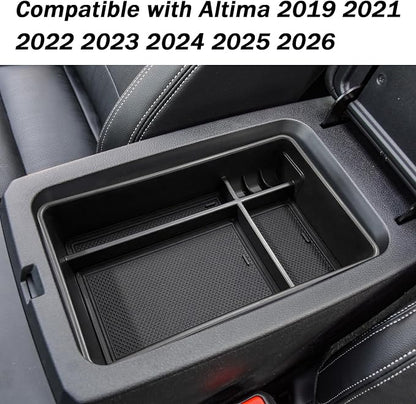 Center Console Organizer Compatible with Nissan Altima 2019 2021 2022 2023 2024 2025 2026 Accessories, Armrest Insert Tray with Coin Holder Keep Organized with Rubber Pad Black