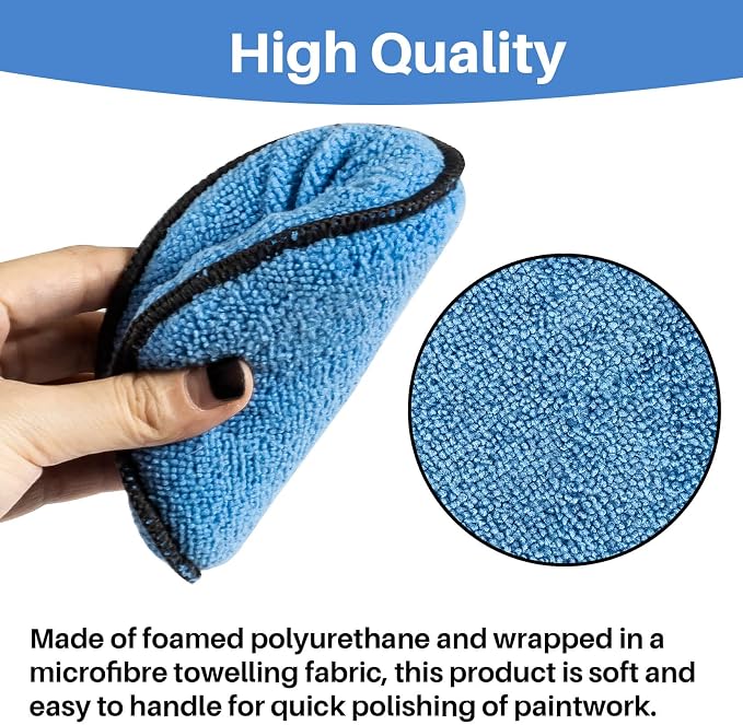 Sukh 12 Pack Microfiber Foam Car Wax Applicator Pad - Foam Applicator Pads Detailing Round 4.72 inch Polishing Sponges for Car Wax Applicator Pad Round Blue