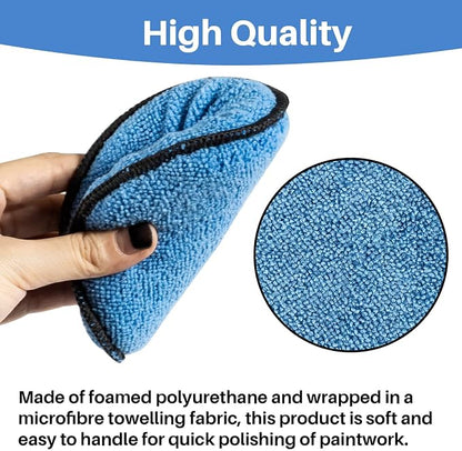 Sukh 12 Pack Microfiber Foam Car Wax Applicator Pad - Foam Applicator Pads Detailing Round 4.72 inch Polishing Sponges for Car Wax Applicator Pad Round Blue