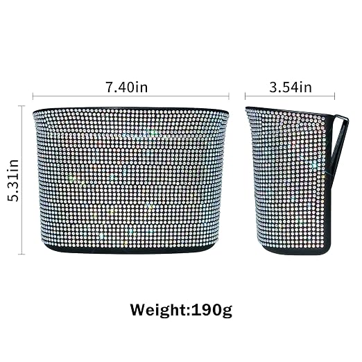 Cavalcade Car Trash Can, Hanging Trash Bin, Leakproof Garbage Organizer, Bling Vehicle Waste Basket, Mini Dustbin Container with Clip for Car, Office, Kitchen, Bedroom, Home and More, Multicolor
