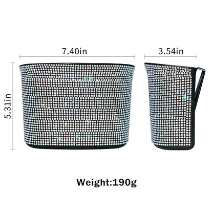 Cavalcade Car Trash Can, Hanging Trash Bin, Leakproof Garbage Organizer, Bling Vehicle Waste Basket, Mini Dustbin Container with Clip for Car, Office, Kitchen, Bedroom, Home and More, Multicolor