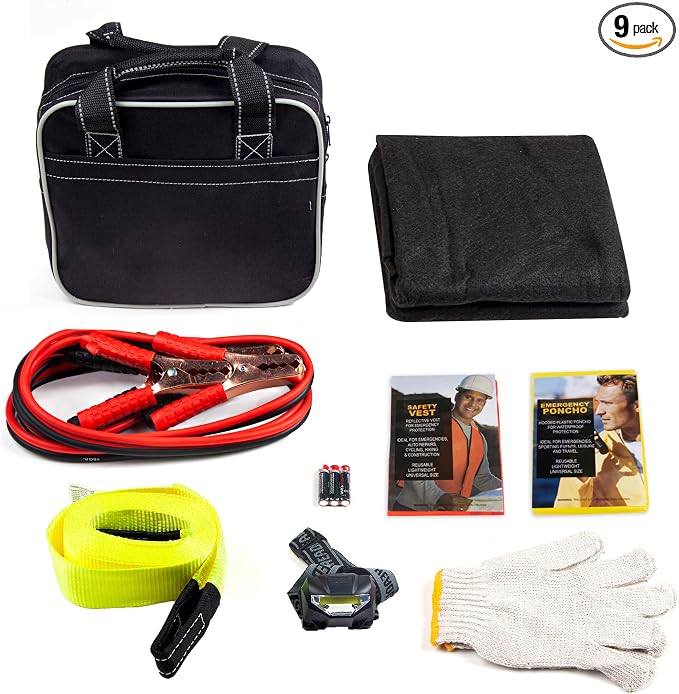 Justin Case Heavy Duty and Portable Ultimate Car Emergency Kit for Roadside Auto Safety Emergencies