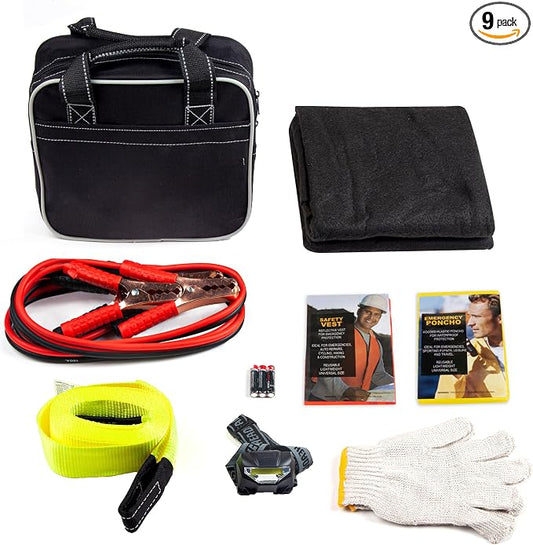 Justin Case Heavy Duty and Portable Ultimate Car Emergency Kit for Roadside Auto Safety Emergencies