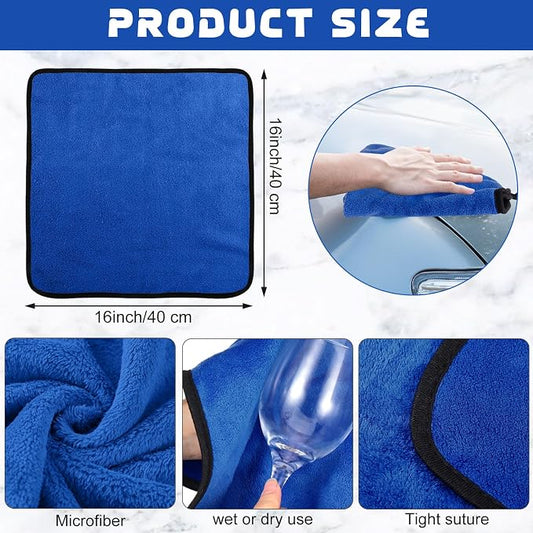 Tallew 60 Pcs Blue Microfiber Towels: 16"x16" Microfiber Drying Towels Bulk Micro Fiber Car Cleaning Cloth for Cars Drying Washing Polishing Cleaning Household Supplies