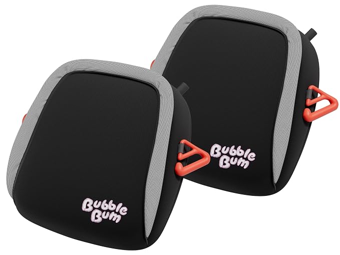BubbleBum Twin-Pack, Backless Booster Car Seat – Inflatable, Portable Travel Booster for Kids 40–100 lbs, Ages 4–11, Fits 3 Across, Rideshare & Carpool, FMVSS 213 Certified – Black