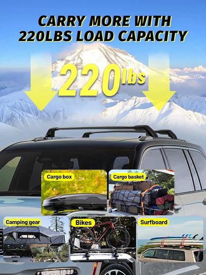 Gdydi 220lbs Roof Rack Cross Bars Compatible with Grand Cherokee L 2021-2025 and 2022-2025 Grand Cherokee WL with Anti-Theft Lock, Black Matte Aluminum Anti-Corrosion Crossbars