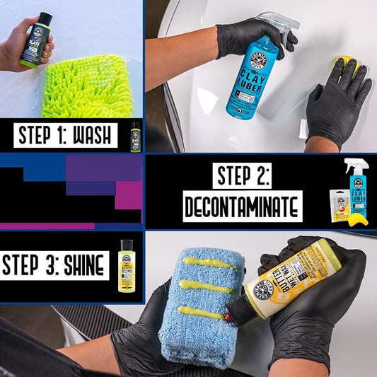 Chemical Guys Clay Bar Kit - Complete System - Clay Bar and Luber Combo with Accessories for Smooth Paint Finish - Removes Embedded Dirt, Overspray, and Fallout - 6 Item Kit
