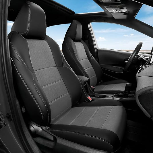 FREESOO RAV4 Seat Covers Full Set Custom Fit for Toyota Rav4 2021-2024 Prime SE,XSE & 2019-2025 Hybrid/PHEV SE,XSE Faux Leather Car Seat Cover, Airbag Compatible, Black Gray