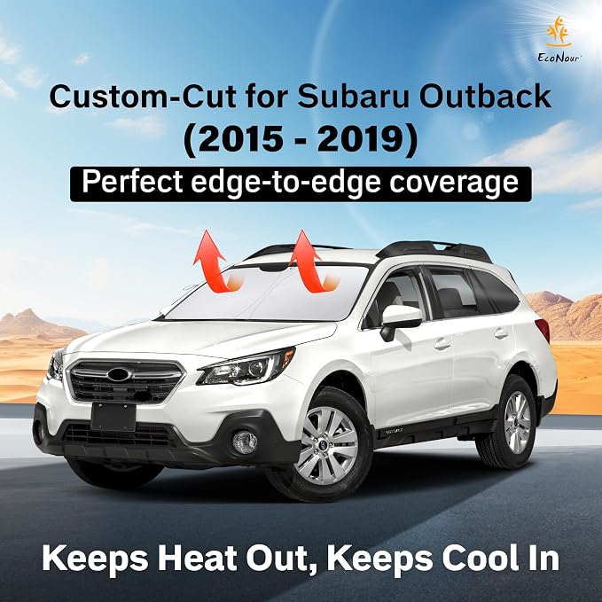 EcoNour Windshield Sunshade Compatible for Subaru Outback 2015-2017 2018 2019, Sun Visor for Front Windshield & Window Sun Shade Cover, UV Heat Blocker & Protector, Car Accessories