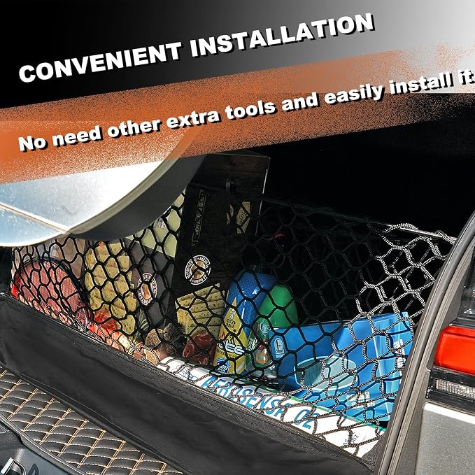 Envelope Style Cargo Net Compatible with Ford Explorer Base ST XLT New 2026 2025 2024 2023 2022 2021 2020 2019 2018 2017 2016 2015 2014-2011 Trunk Car Rear Tailgate Touring Netting
