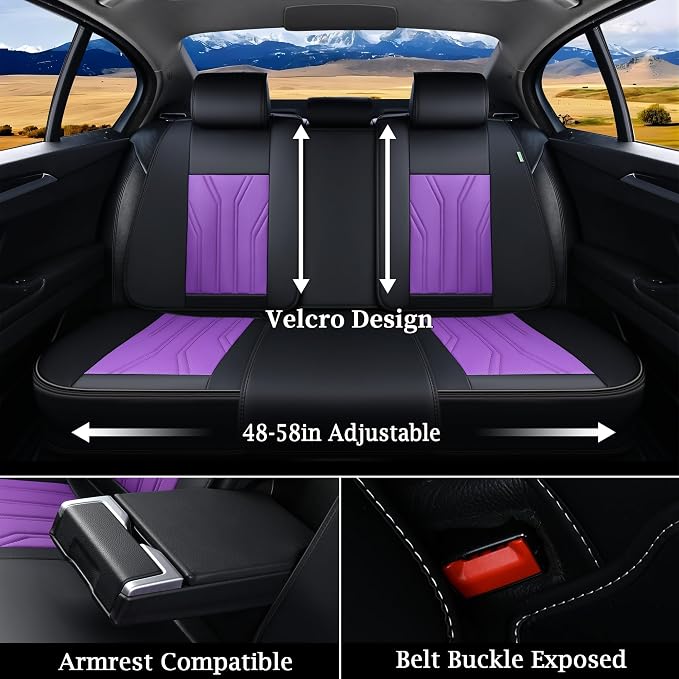 FLORICH Automotive Seat Covers, Seat Covers Full Set, Car Seat Protectors 5 Seats, Purple & Black Automotive Seat Covers Fit for Most Cars Trucks