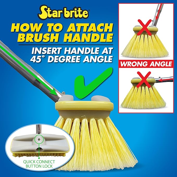 STAR BRITE 8" Heavy Duty Cleaning Brush – Durable, High-Density Star Prene Fibers for Boat Decks, Docks & Tough Surfaces – Fits 3/4" Threaded or Extend-A-Brush Handles – Stiff Bristle, White (040010)