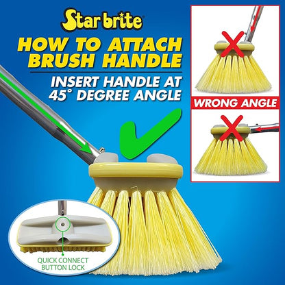 STAR BRITE 8" Heavy Duty Cleaning Brush – Durable, High-Density Star Prene Fibers for Boat Decks, Docks & Tough Surfaces – Fits 3/4" Threaded or Extend-A-Brush Handles – Stiff Bristle, White (040010)