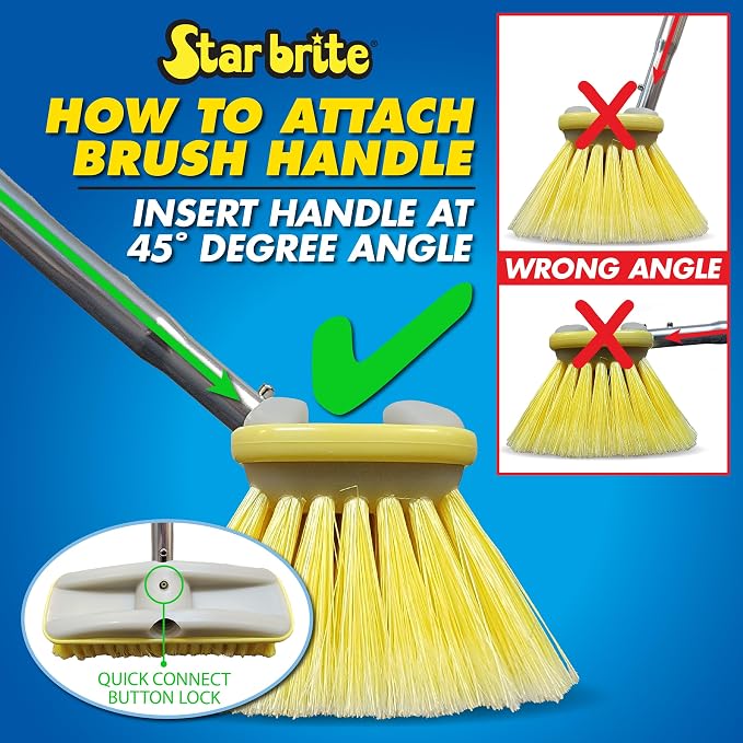 STAR BRITE 8" Durable Cleaning Brush - Soft, High-Density Star Prene Fibers for Finished Surfaces & Light Cleaning - Fits 3/4" Threaded or Extend-A-Brush Handles - Soft Bristle, Yellow (040013)