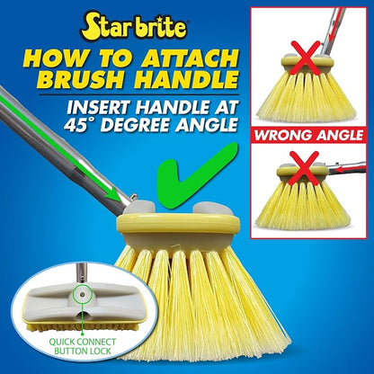 STAR BRITE 8" Durable Cleaning Brush - Soft, High-Density Star Prene Fibers for Finished Surfaces & Light Cleaning - Fits 3/4" Threaded or Extend-A-Brush Handles - Soft Bristle, Yellow (040013)