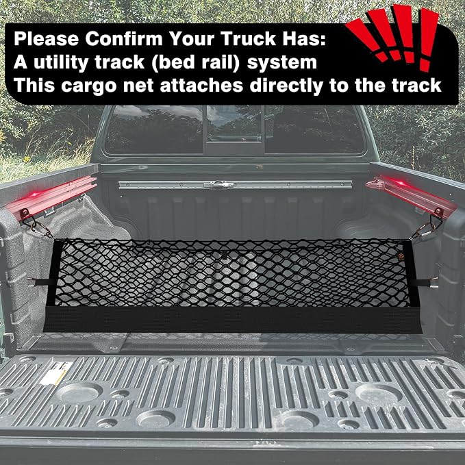 Muslogy Truck Bed Cargo Net Trunk Netting Compatible with Nissan Frontier 2022-2025 2026 (Extra Support Frame) Accessories, Pickup Cargo Organizer SUV Sedan Storage Net w/Heavy Duty Carabiners