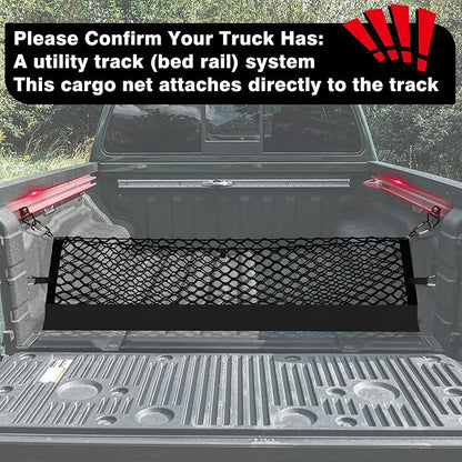 Muslogy Truck Bed Cargo Net Trunk Netting Compatible with Nissan Frontier 2022-2025 2026 (Extra Support Frame) Accessories, Pickup Cargo Organizer SUV Sedan Storage Net w/Heavy Duty Carabiners