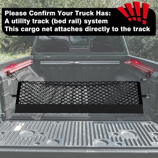 Muslogy Truck Bed Cargo Net Trunk Netting Compatible with Nissan Frontier 2022-2025 2026 (Extra Support Frame) Accessories, Pickup Cargo Organizer SUV Sedan Storage Net w/Heavy Duty Carabiners